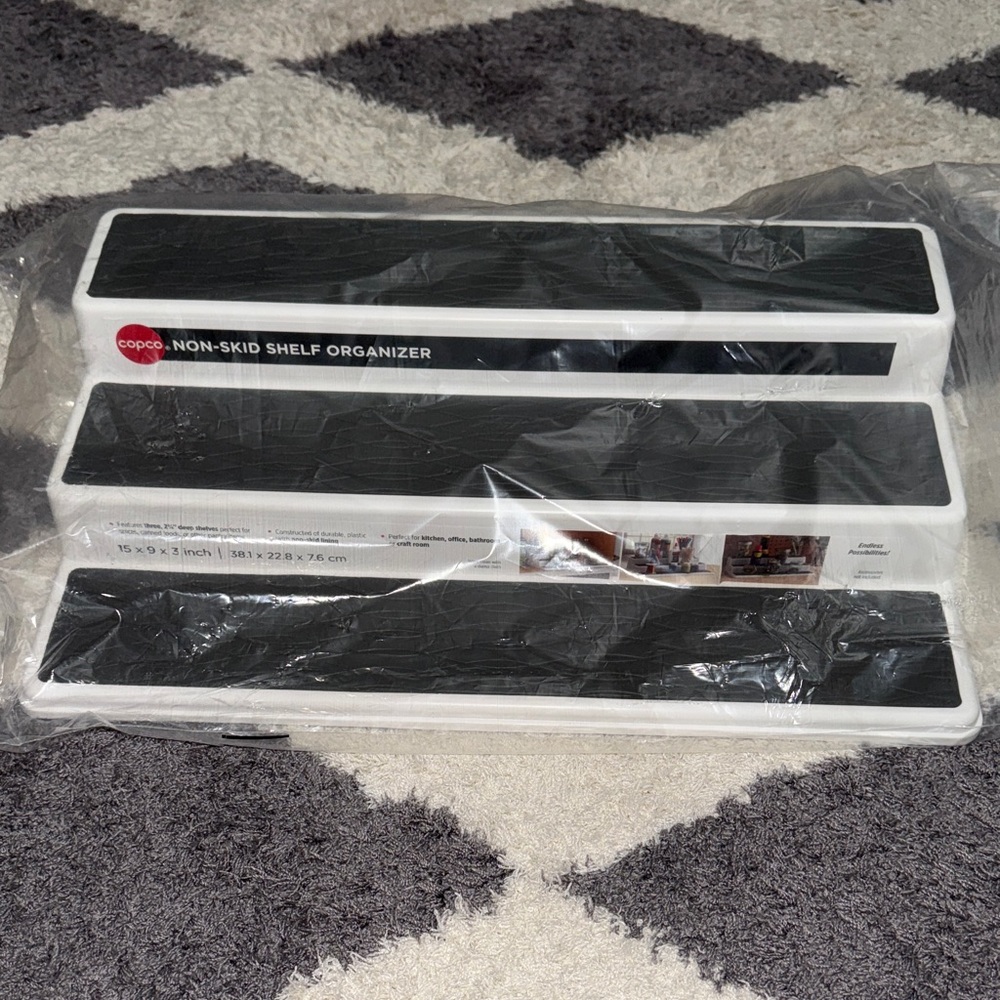 Copco Black and White Non-Skid Shelf Organizer